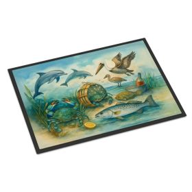 Along the coast - Crab Pelican Dolphins Doormat Front Door Mat Indoor Outdoor Rugs for Entryway, Non Slip Washable Low Pile, 24H X 36W (Option: Default)