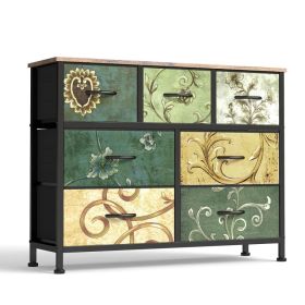Dresser, Bedside table with a movable fabric box, sturdy steel-framed wooden top organizer furniture (Option: 7BC)