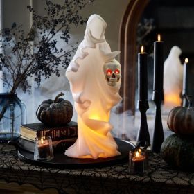 White Pre-Lit Phantom Halloween Decoration, 20-Inch LED Ghost Figure, Indoor Halloween Decor (Option: White)
