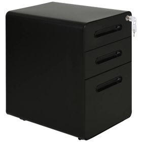 Lockable File Cabinet, Steel Filing Cabinet on Wheels for Legal, A4, Letter Size, Home Office (Option: BLACK)
