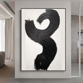 Hand Painted Oil Painting Black and White Textured Painting Palette Knife 3D Abstract Painting Hand-painted Acrylic Paintings Minimalist Wall Art for (style: 01, size: 60X90cm)