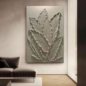 Original White Banana Leaf Texture Painting White 3D Texture Art Minimalist Canvas Art Contemporary White Abstract Botanical Wall Home Decor (style: 01, size: 60X90cm)