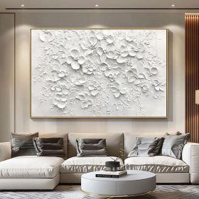 White Abstract Oil Painting on Canvas Original Texture Floral Wall Art Large 3D Plaster Wall Art Modern Minimalist Wall Art Large Wall Decor (style: 01, size: 140x210cm)