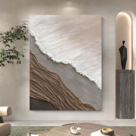 3D Minimalist Ocean Waves Art Earth Tone Painting Texture Wall Art Wabi-Sabi Wall Art Fashion Room Decor (style: 01, size: 100X150cm)