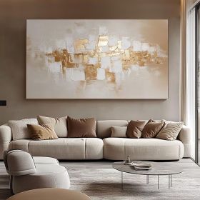 White gold Oversize Framed Oil Painting Canvas Artwork Extra Large Modern Palette Knife Texture Abstract Wall Art (style: 01, size: 120x160cm)