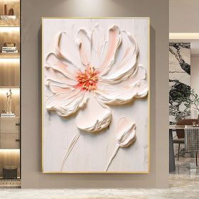 Hand Painted Original White Pink Flower Oil Painting On Canvas Texture Flower Painting Abstract Pink Flower Ar Custom Painting Living Room Wall Decor (style: 01, size: 120x160cm)