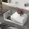 [VIDEO provided] ON-TREND Modern Coffee Table with Tempered Glass, Wooden Cocktail Table with High-gloss UV Surface