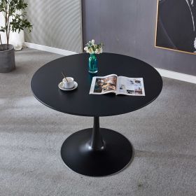 42.1" Table Mid-century Dining Table for 4-6 people With Round Mdf Table Top, Pedestal Dining Table, End Table Leisure Coffee Table (Color: Black, shape: Round)