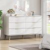 6 Drawer Dresser For Bedroom, Storage Cabinet With Golden Handles, Modern Closet Of Drawers For Living Room