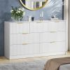 Fluted Dresser For Bedroom, Wood Storage Cabinet With Metal Handles, Modern Closet Of Drawers for Living Room