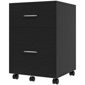 Mobile Filing Cabinet, Vertical File Cabinet with 2 Drawers, Wheels, for Letter or A4 File, Black (Option: BLACK)
