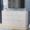 Fluted Dresser For Bedroom, Wood Storage Cabinet With Metal Handles, Modern Closet Of Drawers for Living Room