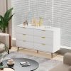 6 Drawer Dresser For Bedroom, Storage Cabinet With Golden Handles, Modern Closet Of Drawers For Living Room