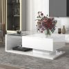 [VIDEO provided] ON-TREND Modern Coffee Table with Tempered Glass, Wooden Cocktail Table with High-gloss UV Surface
