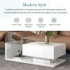 [VIDEO provided] ON-TREND Modern Coffee Table with Tempered Glass, Wooden Cocktail Table with High-gloss UV Surface