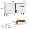 6 Drawer Dresser For Bedroom, Storage Cabinet With Golden Handles, Modern Closet Of Drawers For Living Room
