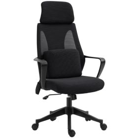 Office Chair High Back, Ergonomic Mesh Computer Chair Executive Task Chair with Massage Lumbar Support & Headrest Rocking (Option: BLACK)