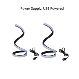 2Pcs Creative Spiral Three-Color Adjustable LED Desk Lamp, Three-Color Dimming, Soft Lighting, Eye-Friendly And Comfortable, Suitable For Bedroom (Option: BLACK)